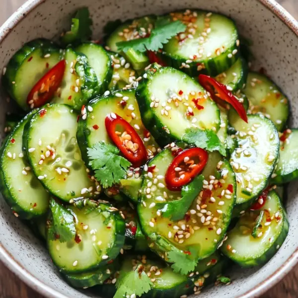 Asiatischer Gurkensalat mit Chili & Sesam
