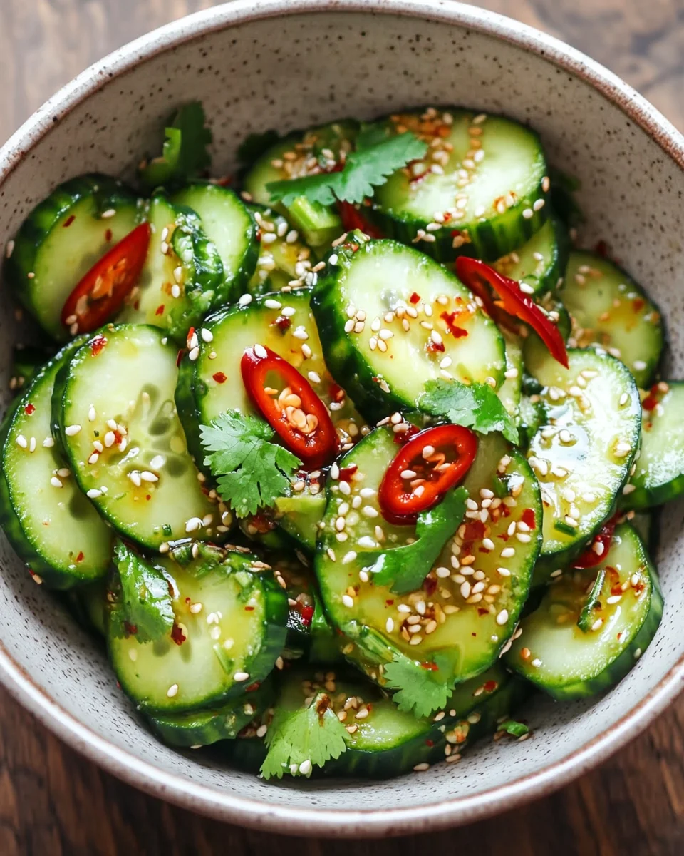 Asiatischer Gurkensalat mit Chili & Sesam
