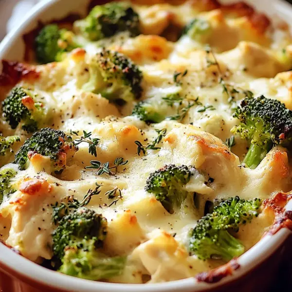 Brokkoli Hähnchen Auflauf mit Frischkäse und Mozzarella