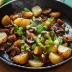 Champignon-Kartoffel-Pfanne mit Fr&uuml;hlingszwiebeln