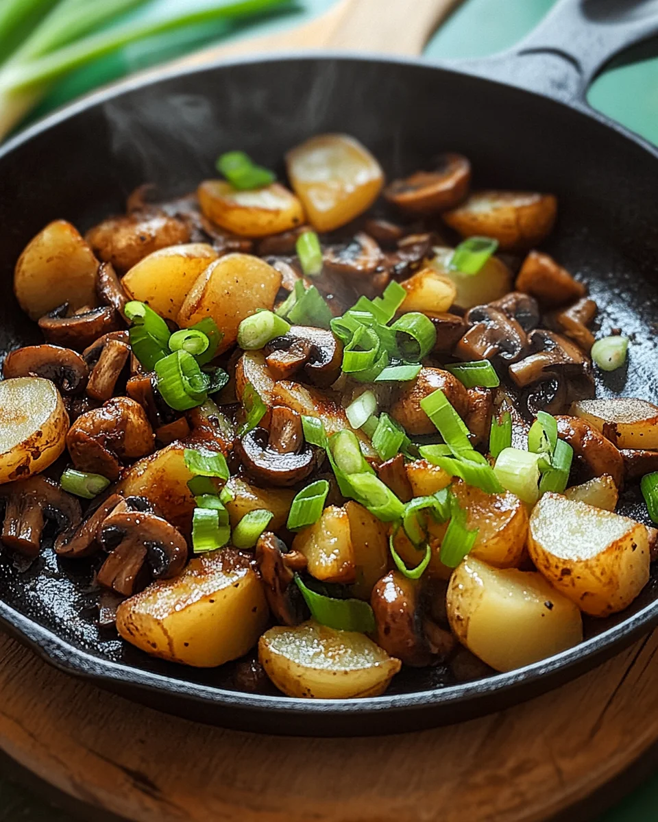 Champignon-Kartoffel-Pfanne mit Fr&uuml;hlingszwiebeln