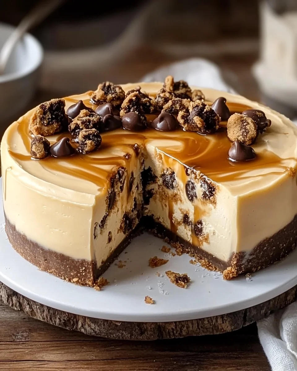 Cookie Dough Cheesecake mit Salted Caramel Swirl