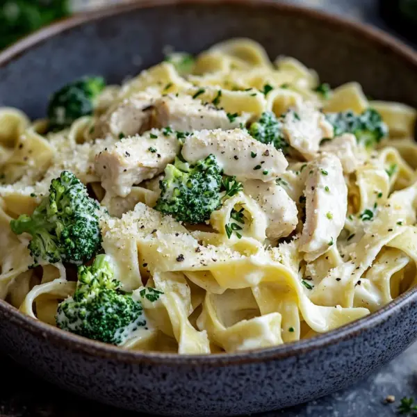 cremige Hähnchen-Brokkoli-Pasta
