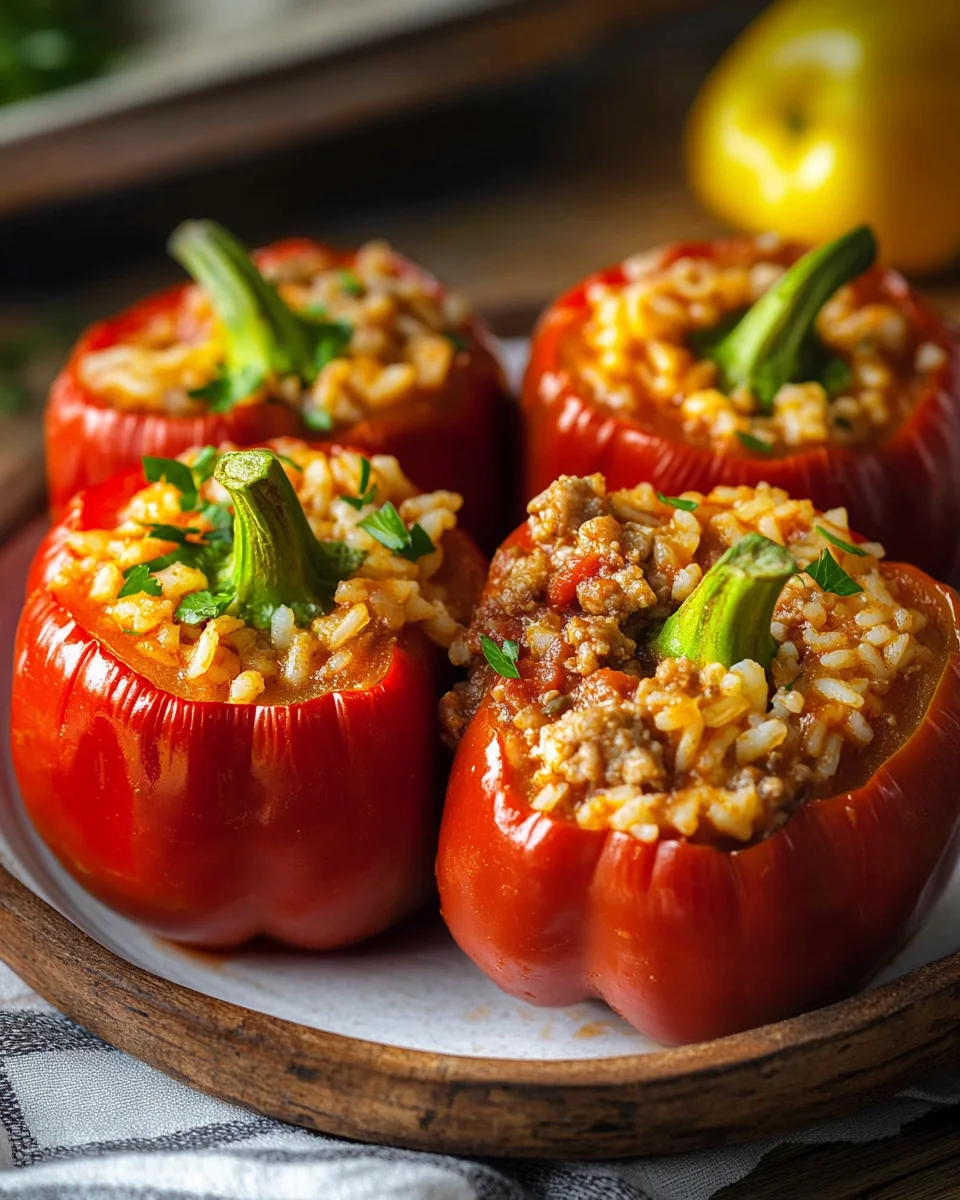 Gefüllte Paprika mit Hackfleisch und Reis