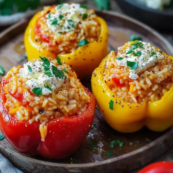 Gefüllte Paprika mit Reis und Feta
