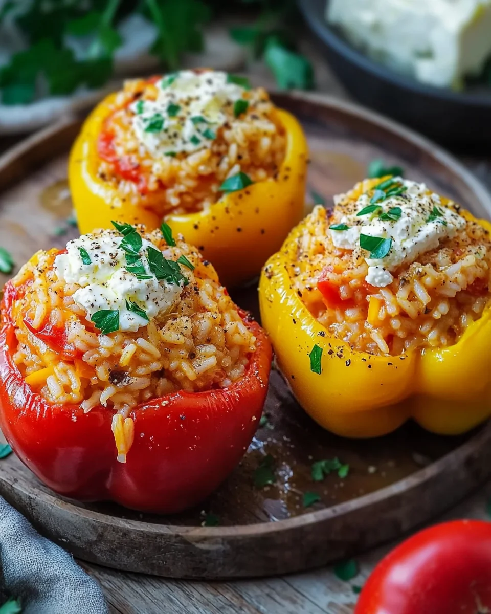 Gef&uuml;llte Paprika mit Reis und Feta