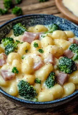 Gnocchi mit Brokkoli und Schinken in cremiger Käsesoße