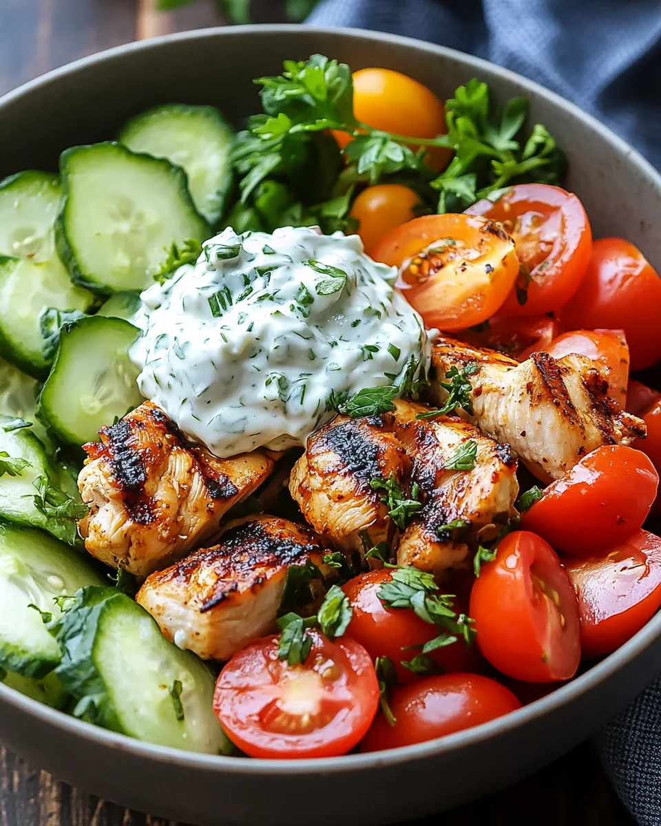Griechische H&auml;hnchen-Tzatziki-Bowl