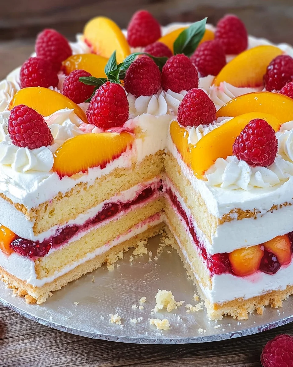 Himbeer-Pfirsich-Torte