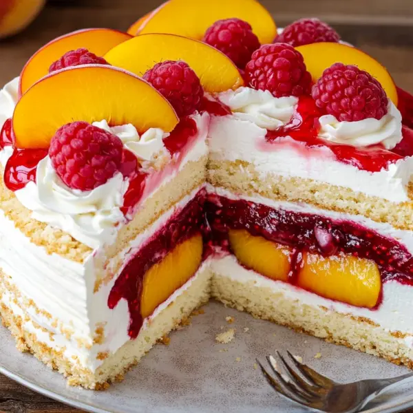 Himbeer-Pfirsich-Torte