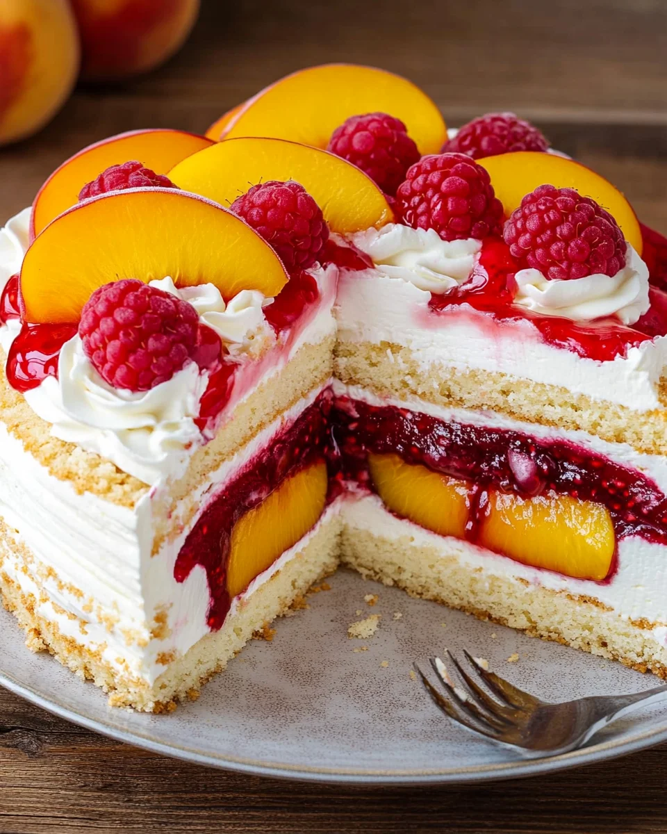Himbeer-Pfirsich-Torte