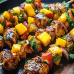 Karibische H&auml;hnchenspie&szlig;e mit Mango-Salsa