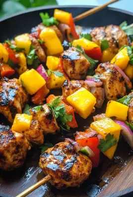 Karibische Hähnchenspieße mit Mango-Salsa