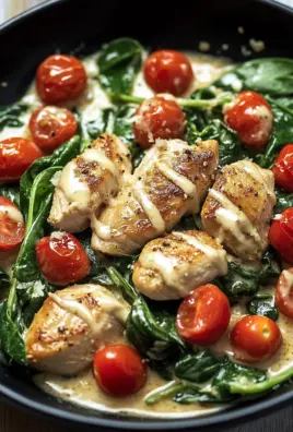 Keto Hähnchen-Spinat-Tomaten-Pfanne