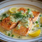 Lachs in Fr&uuml;hlingszwiebel-Sahneso&szlig;e