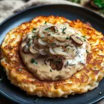 Mozzarella R&ouml;sti mit Zwiebel-Pilzrahmso&szlig;e