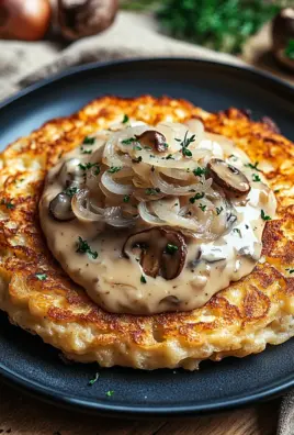 Mozzarella Rösti mit Zwiebel-Pilzrahmsoße