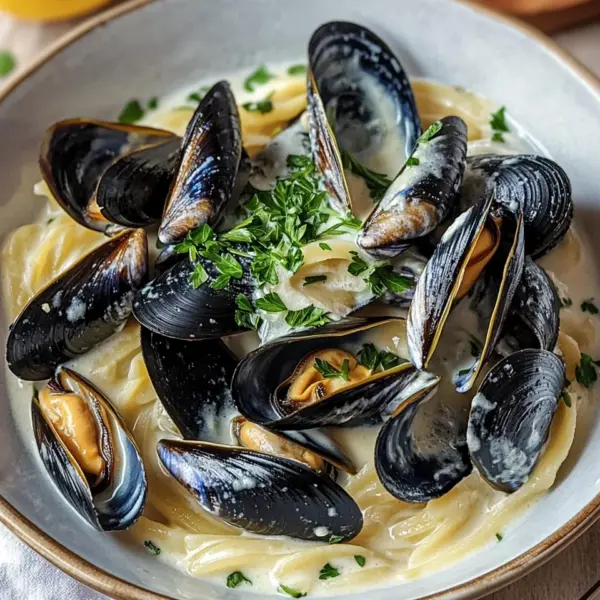 Muscheln in Knoblauch-Zitronen-Sahnesoße