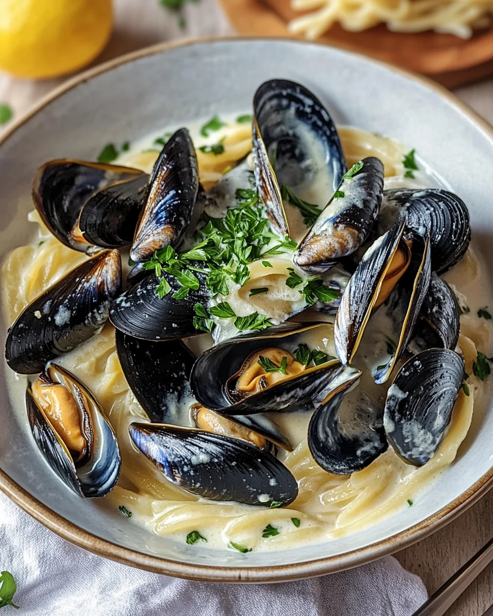 Muscheln in Knoblauch-Zitronen-Sahnesoße
