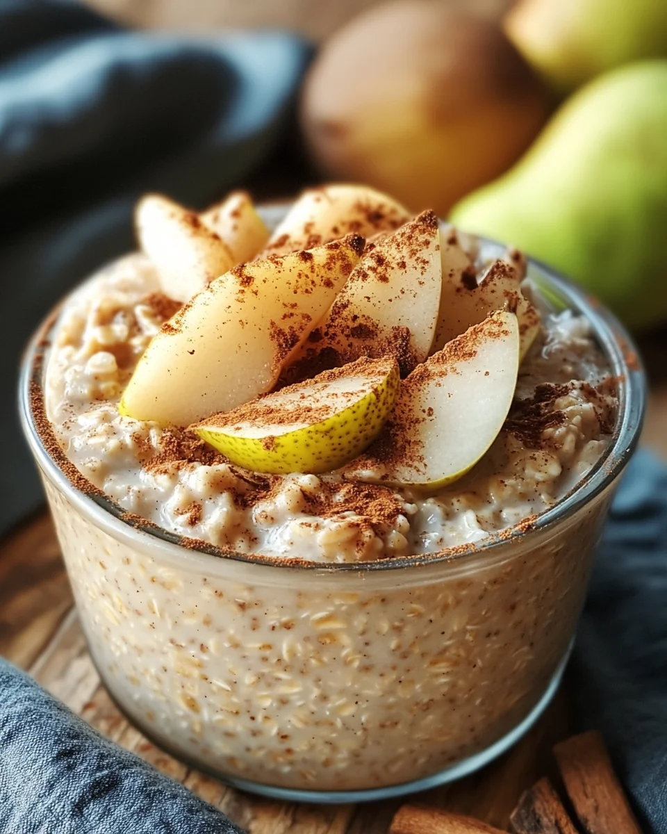 Overnight Oats with Cinnamon and Pear