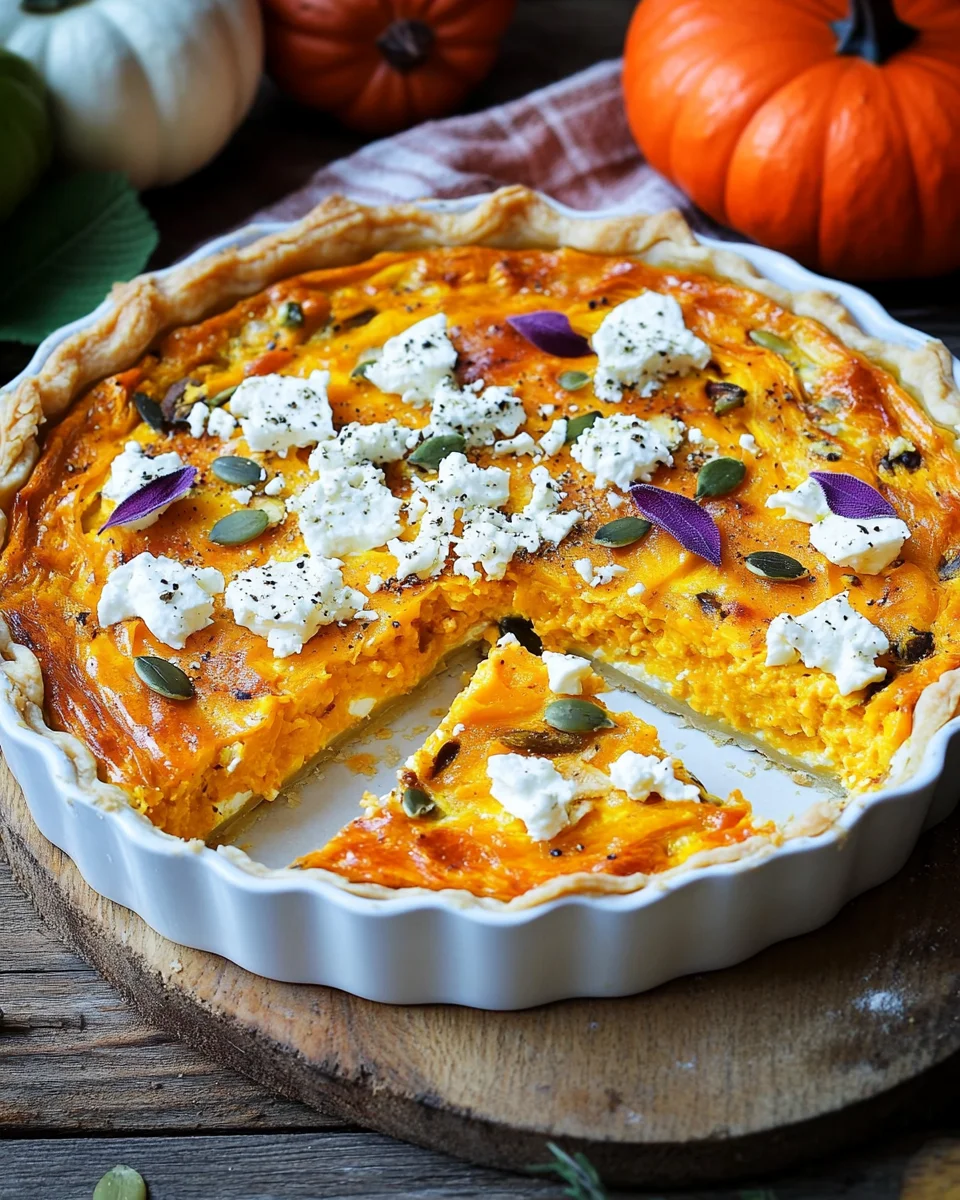 Saftige K&uuml;rbis-Quiche mit Feta