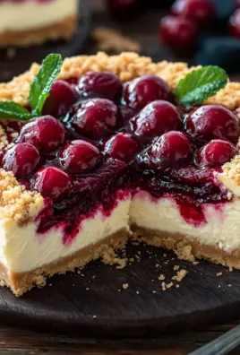 Saftiger Käsekuchen mit Kirschen und Streuseln