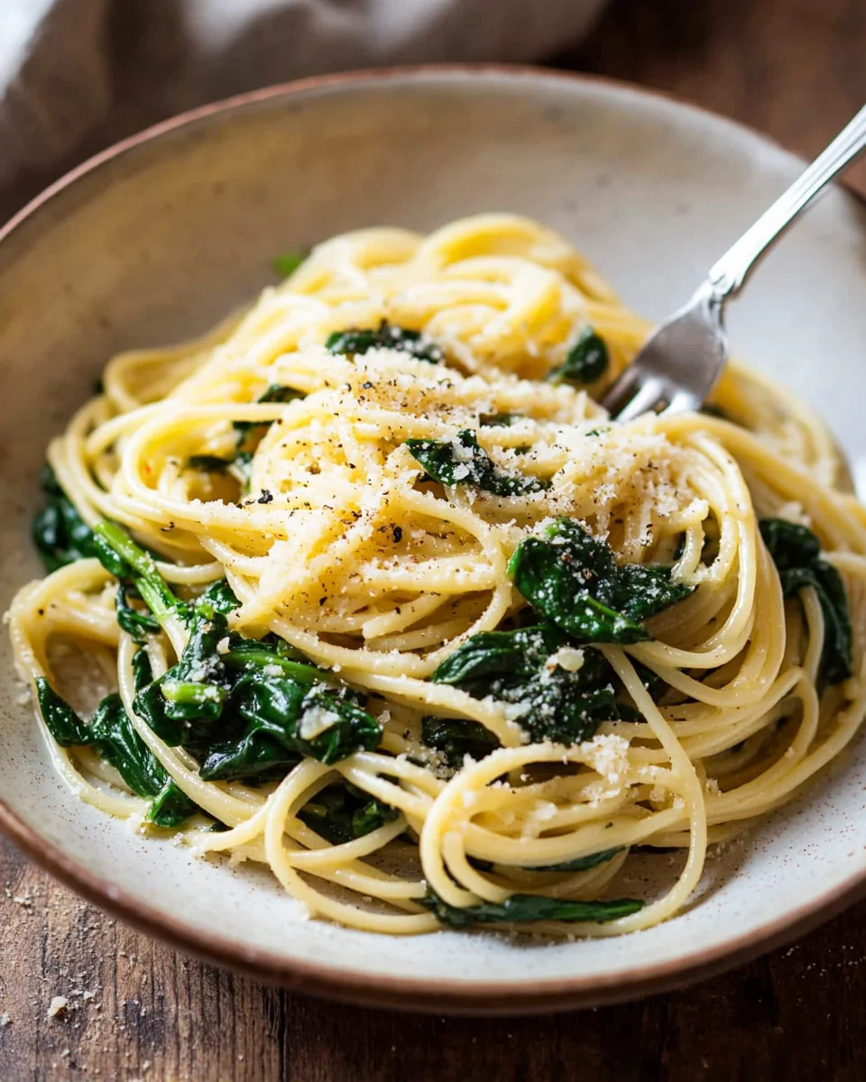 Spaghetti mit Spinat Frischkäse-Sauce 22 Spaghetti mit Spinat Frischkäse-Sauce