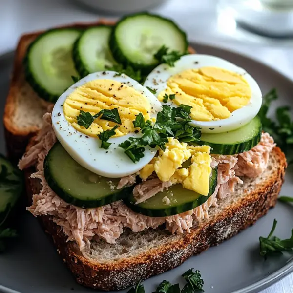 Thunfisch Sandwich mit Ei und Gurke
