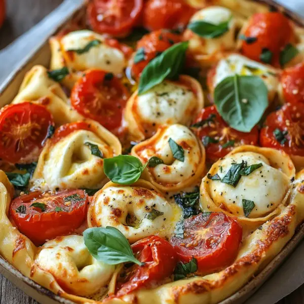 Tortellini-Auflauf mit Tomaten und Mozzarella (vegetarisches Rezept)