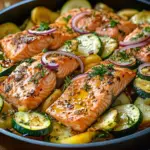 Zucchinipfanne mit Lachs
