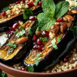 Auberginen mit Dattel-Mandel-Couscous und Minze