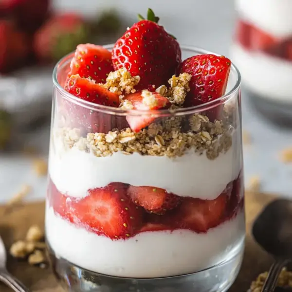 Erdbeer-Dessert im Glas mit Joghurt