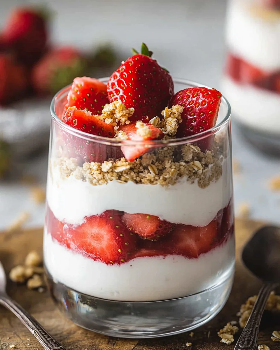 Erdbeer-Dessert im Glas mit Joghurt