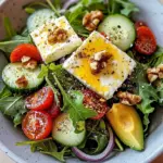 Gebackener Feta auf Gemischtem Salat