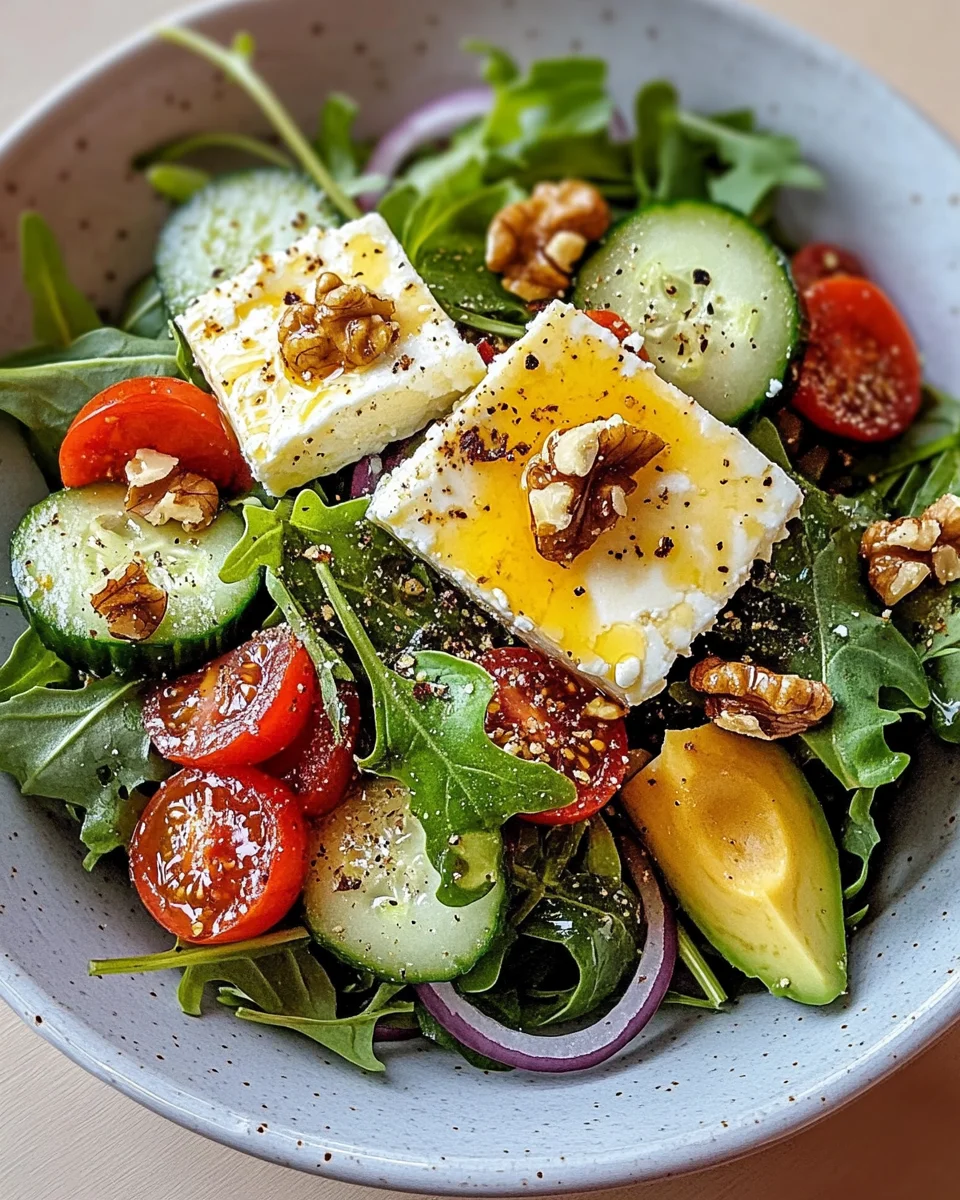 Gebackener Feta auf Gemischtem Salat