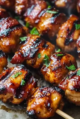 Gegrillte Honig-BBQ-Bacon-Hühnchen-Spieße einfach zubereiten