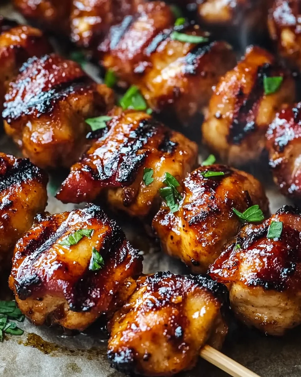 Gegrillte Honig-BBQ-Bacon-Hühnchen-Spieße einfach zubereiten 20 Gegrillte Honig-BBQ-Bacon-Hühnchen-Spieße einfach zubereiten