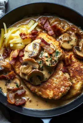 Geschmorte Schnitzelpfanne in köstlicher Jägersauce Rezept