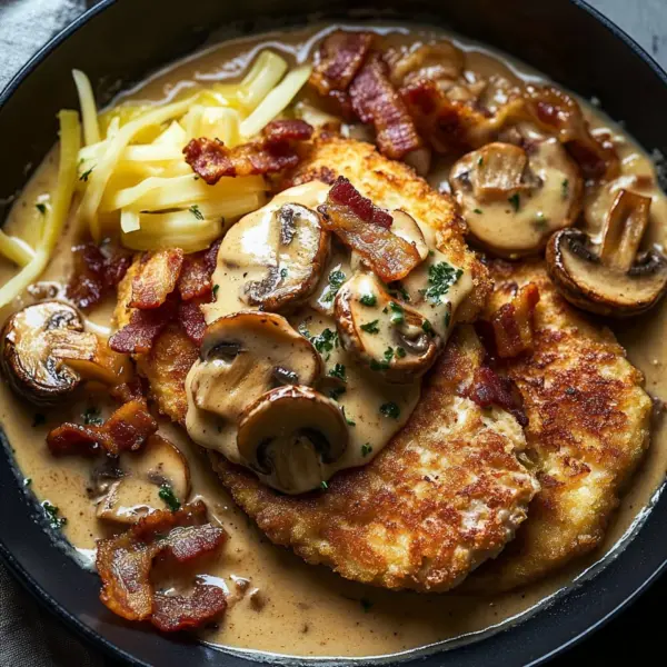 Geschmorte Schnitzelpfanne in köstlicher Jägersauce Rezept