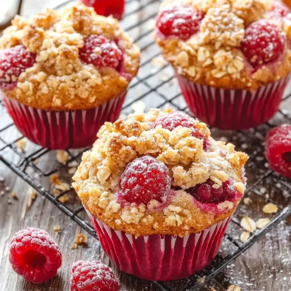 Gesunde Himbeer-Muffins mit Haferflocken-Streuseln