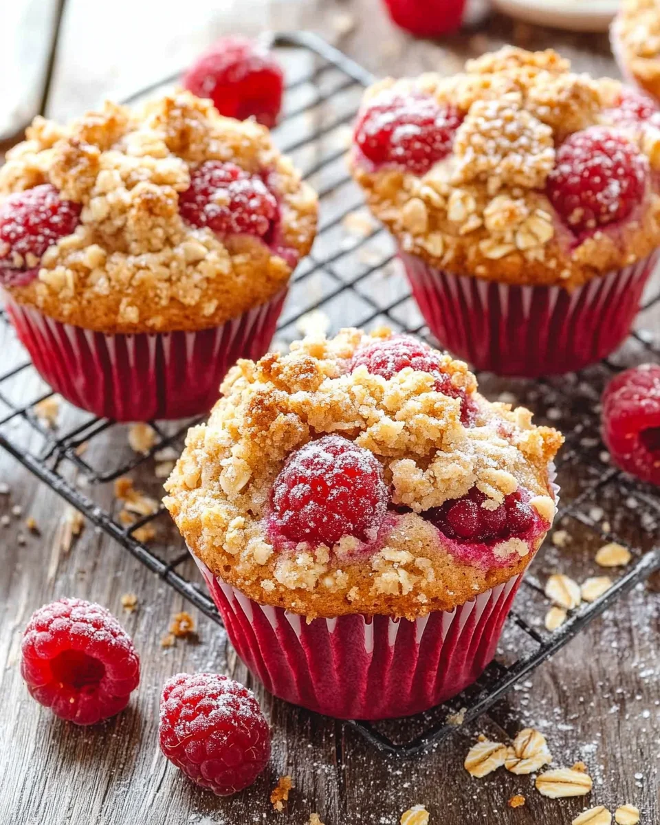 Gesunde Himbeer-Muffins mit Haferflocken-Streuseln