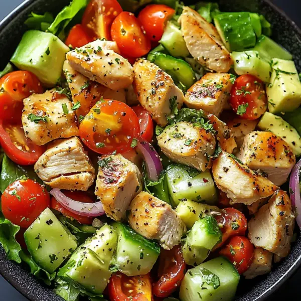 Gesunder Avocado Hähnchen Salat