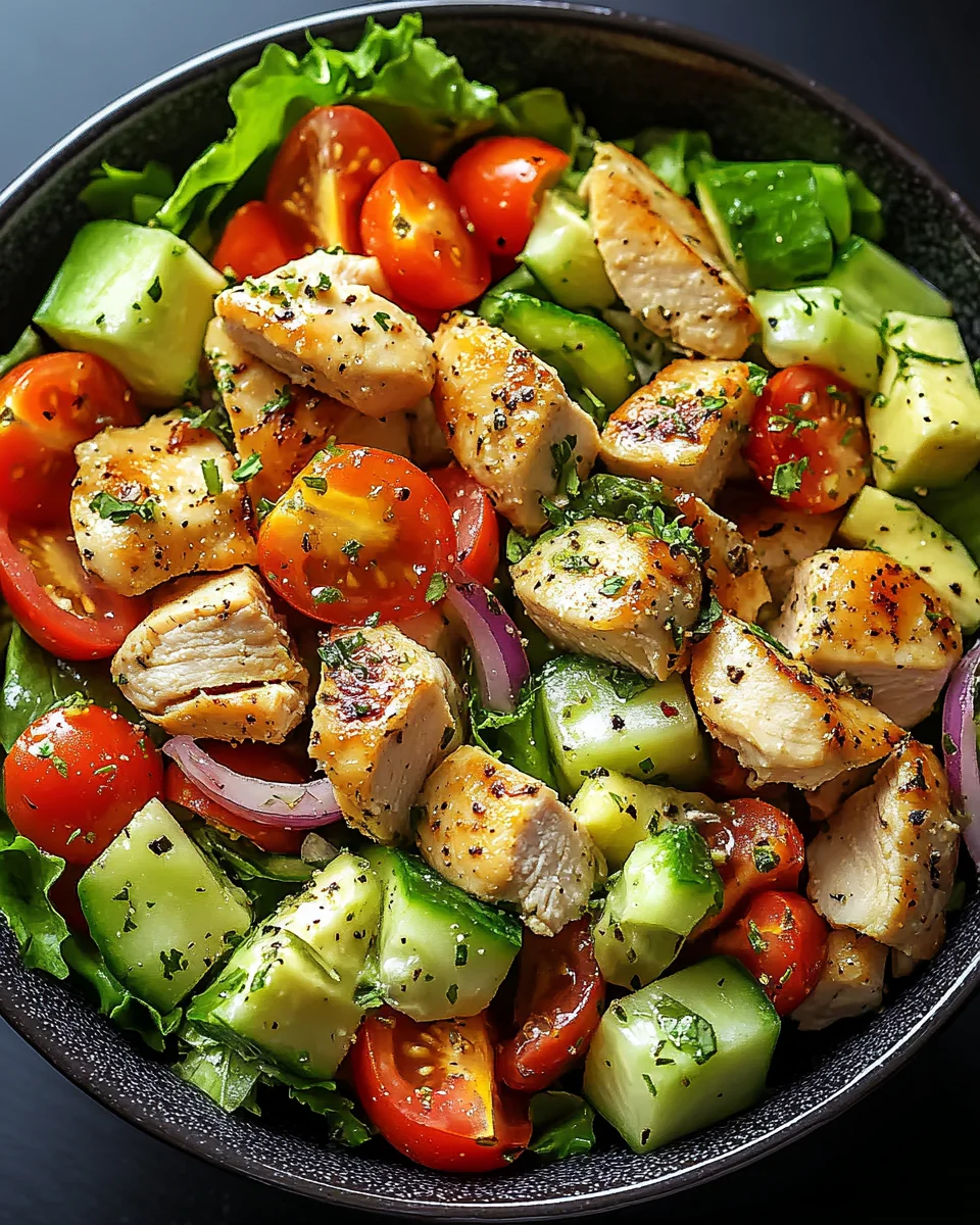 Gesunder Avocado Hähnchen Salat
