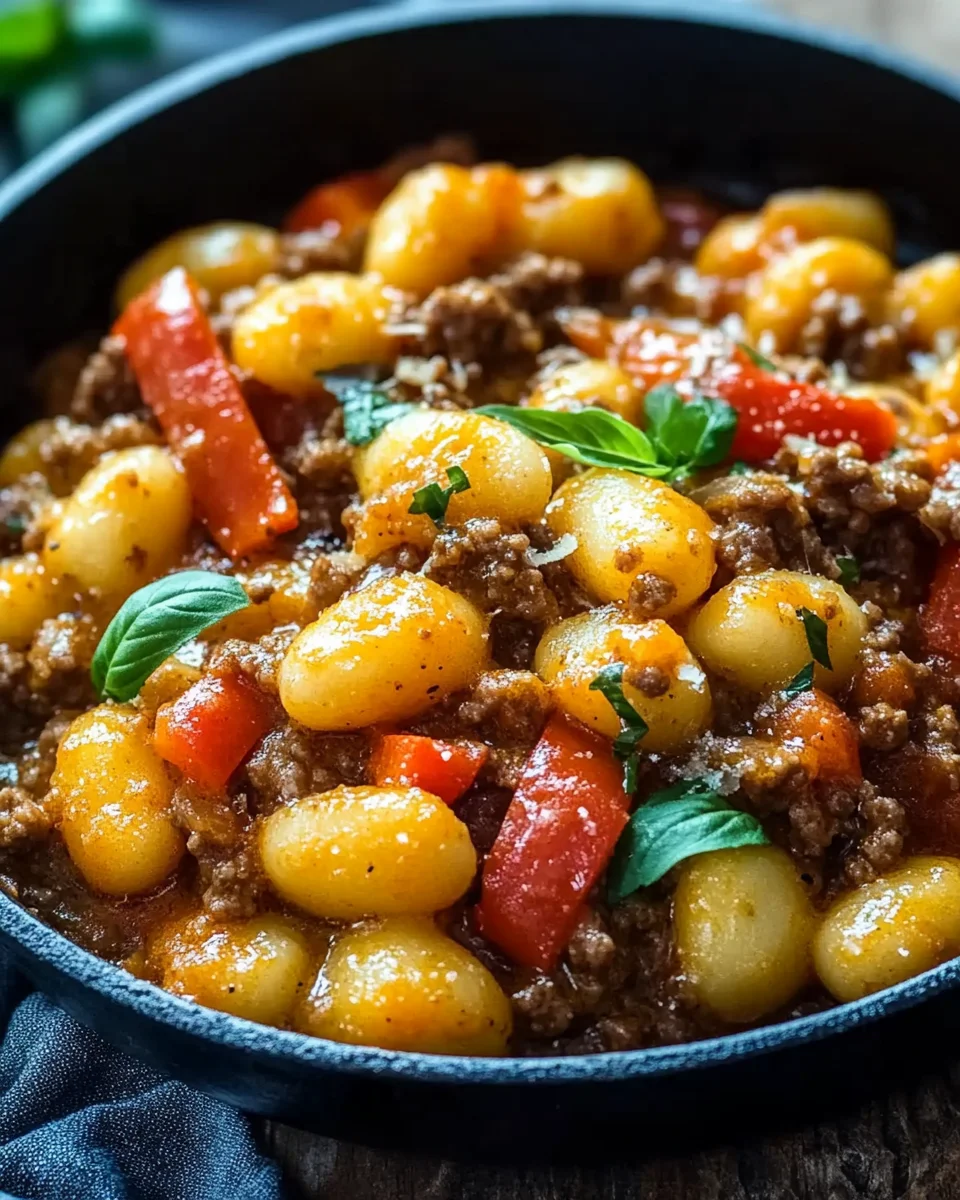 Gnocchi Pfanne mit Hackfleisch und Paprika