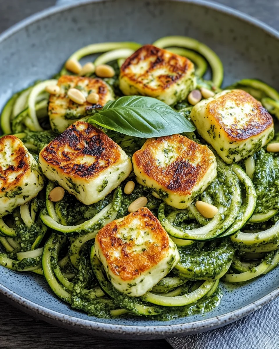Halloumi mit Zucchini-Pesto-Nudeln 19 Halloumi