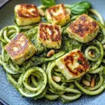 Halloumi mit Zucchini-Pesto-Nudeln