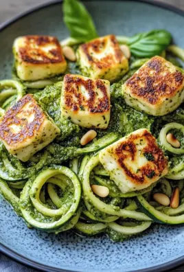 Halloumi mit Zucchini-Pesto-Nudeln