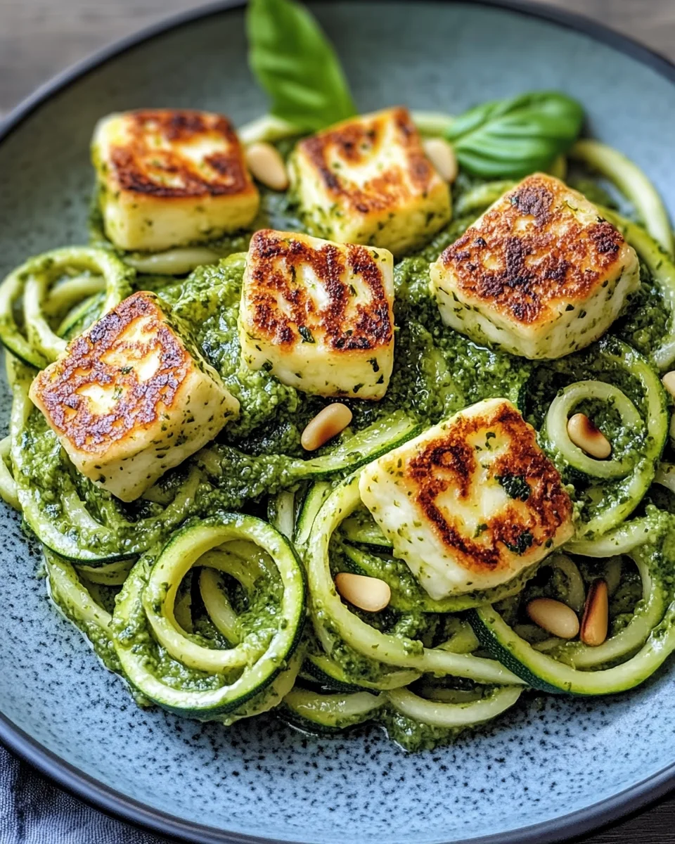 Halloumi mit Zucchini-Pesto-Nudeln 21 Halloumi mit Zucchini-Pesto-Nudeln