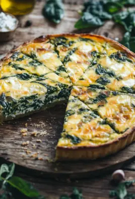 Hüttenkäse und Spinat Krustenlose Quiche