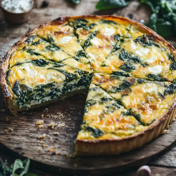 Hüttenkäse und Spinat Krustenlose Quiche